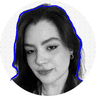 Black-and-white portrait of Thifany Brito, outlined in blue.